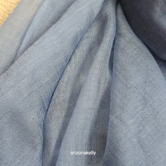 NWOT Cashmere Scarf Wrap Featherweight Tissue Weight Periwinkle Blue Ovcio - Picture 7 of 10